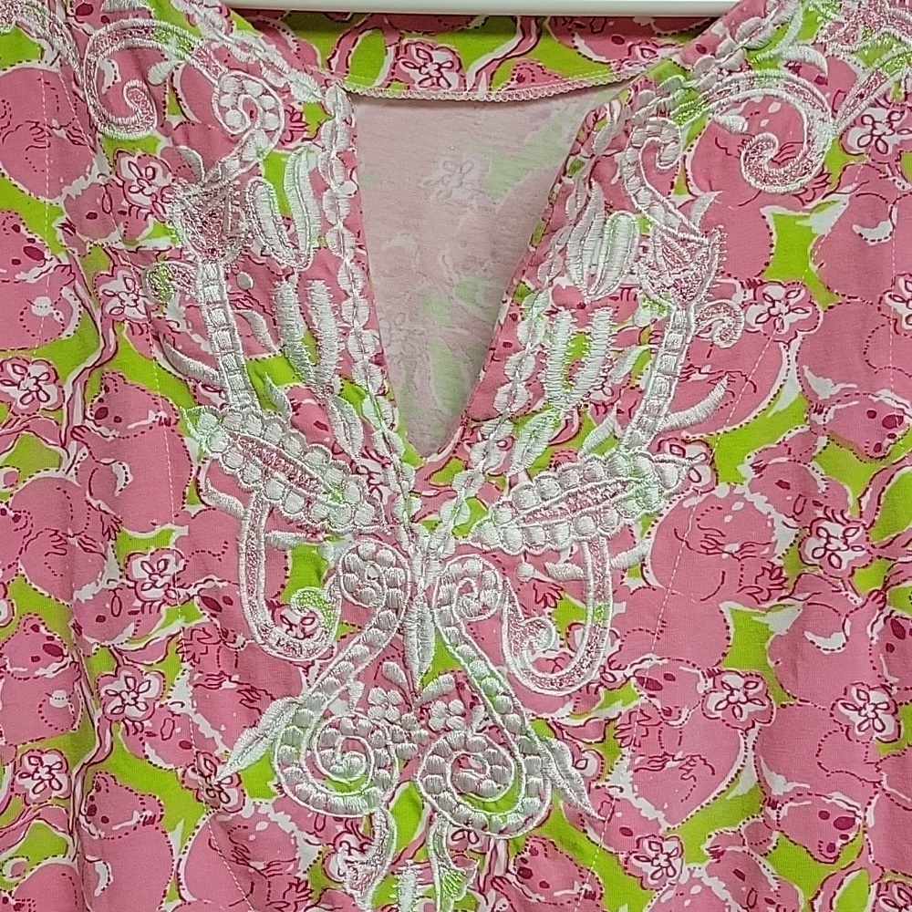 Barbara Gerwit Vintage Pink & Green Koala Print Dress Medium coastal grandma - Picture 3 of 6